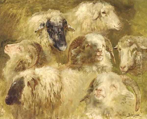 Tetes de moutons et beliers Oil Painting by Rosa Bonheur