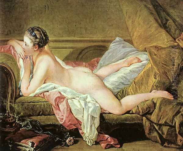 Nude on a Sofa (or Reclining Girl) Oil Painting by Francois Boucher