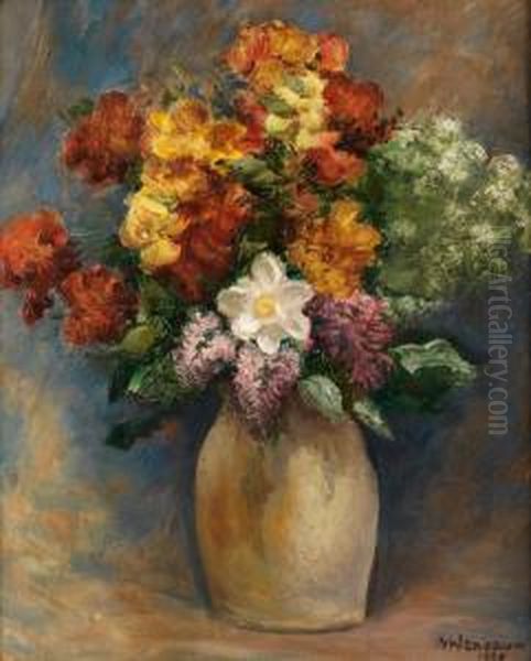 Blumenstilleben Oil Painting by Albert Wenbaum