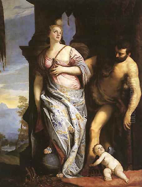 Allegory of Wisdom and Strength, The Choice of Hercules or Hercules and Omphale (original by Paolo Veronese) Oil Painting by Francois Boucher