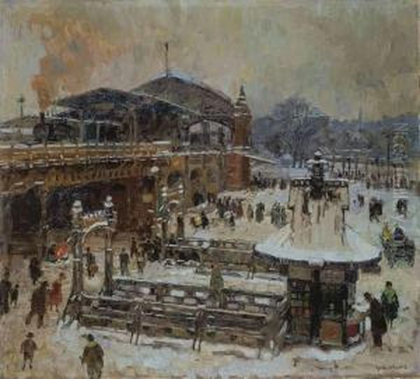 Winter Am Bahnhof Zoologischer Garten Oil Painting by Karl Wendel