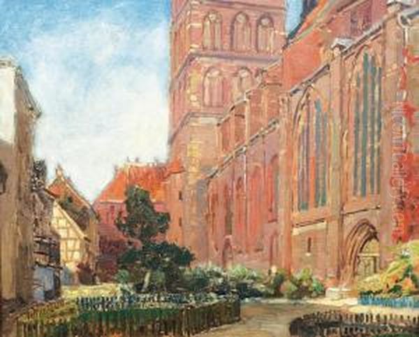 Nicolaikirche In Stralsund Oil Painting by Karl Wendel