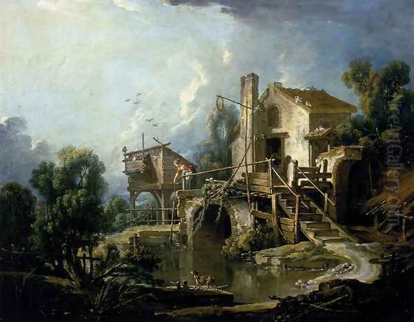 The Mill at Charenton 1750s Oil Painting by Francois Boucher