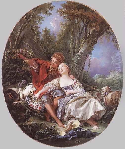 Shepherd and Shepherdess Reposing, 1761 Oil Painting by Francois Boucher