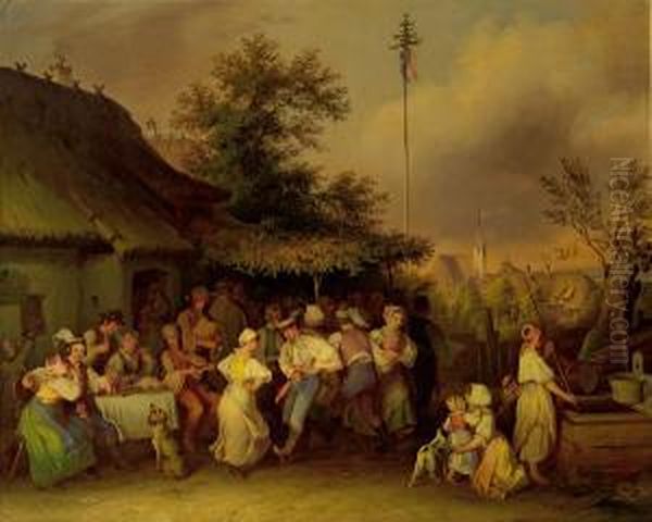 Ungarische Bauernhochzeit Oil Painting by Johann Baptist Wengler