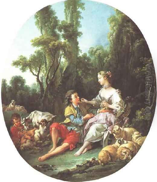 Are They Thinking About the Grape, 1747 Oil Painting by Francois Boucher