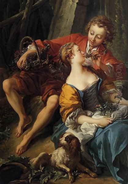 An Autumn Pastoral (detail) 1749 Oil Painting by Francois Boucher