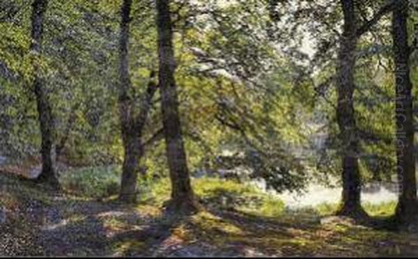 Nel Bosco Oil Painting by Emile August Theodor Wennerwald