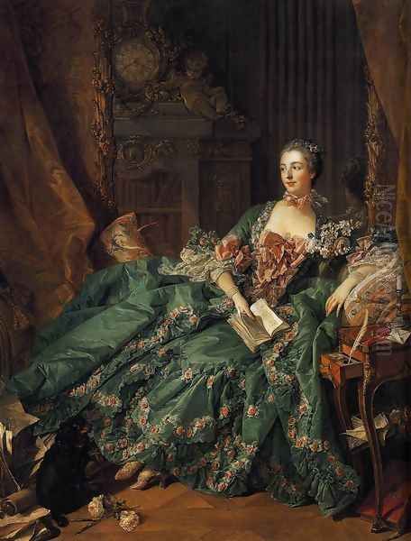 Portrait of Marquise de Pompadour 1756 Oil Painting by Francois Boucher