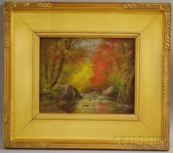 Autumn Stream Oil Painting by Daniel F. Wentworth