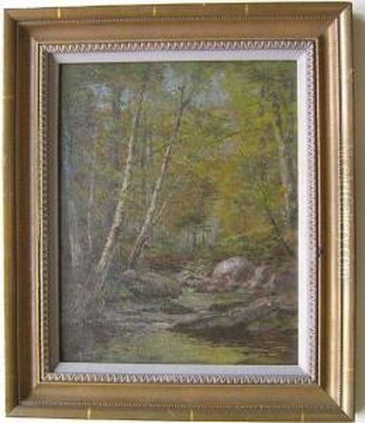 Wooded Landscape With Stream Oil Painting by Daniel F. Wentworth