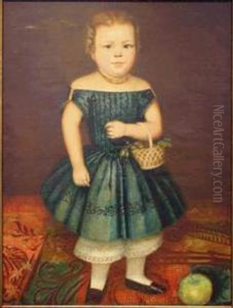 Portrait Of A Young Girl With A Basket Of Grapes Oil Painting by Louis Wenzel