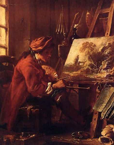 The Painter In His Studio Oil Painting by Francois Boucher