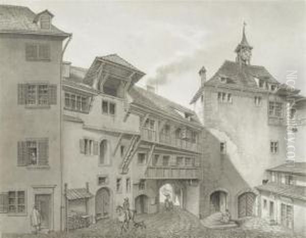 Das Rennwegtor In Zurich Oil Painting by Johann Konrad Werdmuller