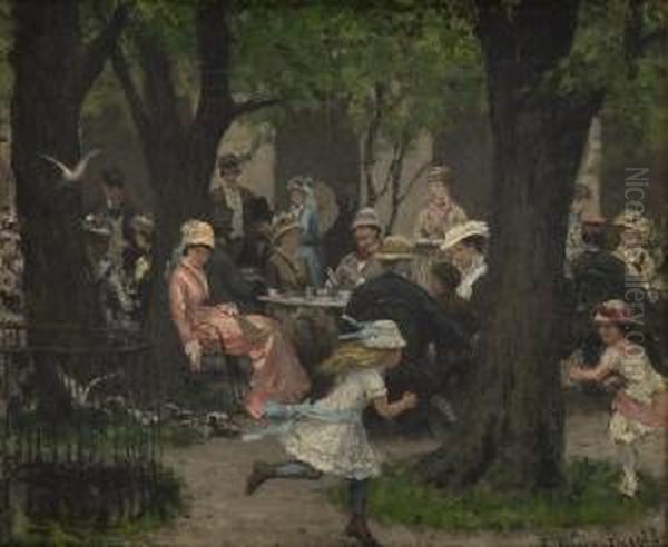 Scene From A Park Munich Oil Painting by Erik Werenskiold