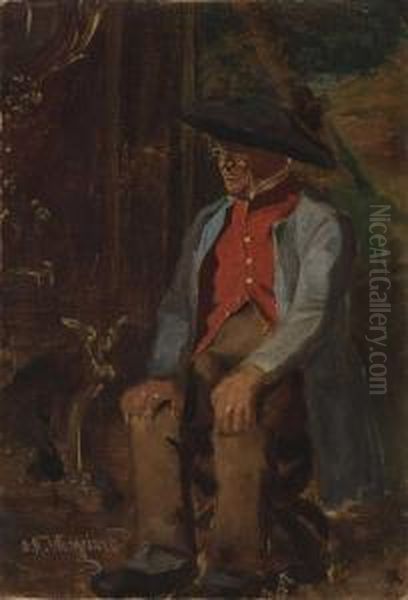 Sitzender Bauer Oil Painting by Oscar Wergeland