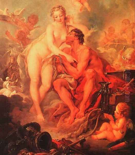 The Visit of Venus to Vulcan (detail) Oil Painting by Francois Boucher