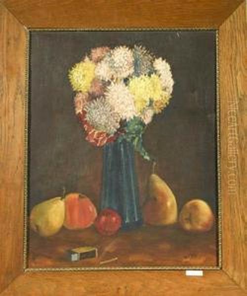 Gegenstucke: Stilleben Mit Blumen Und Fruchten. Oil Painting by Ludwig Werlen