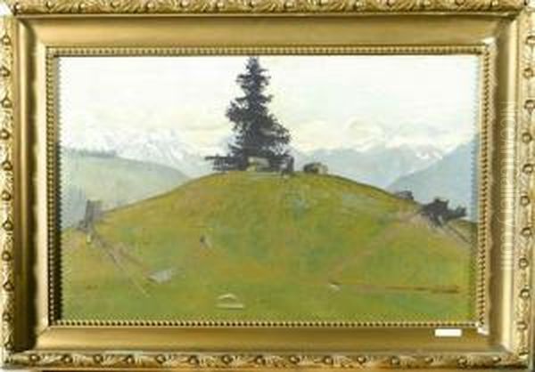 Bewaldete Berglandschaft. Oil Painting by Ludwig Werlen