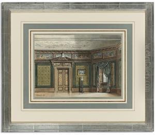 An Ornate Neo-classical Interior Oil Painting by Paul Wernecke