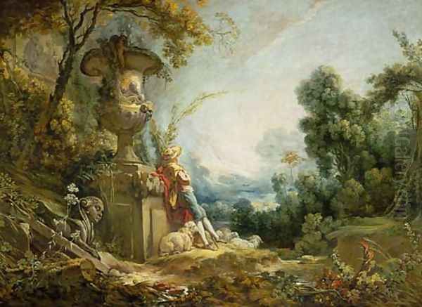 Pastorale ou Jeune berger dans un paysage Oil Painting by Francois Boucher