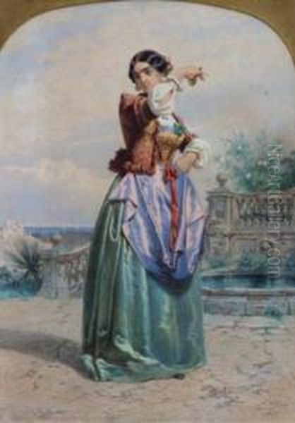 Spanish Lady With Castanets Oil Painting by Carl Friedrich H. Werner