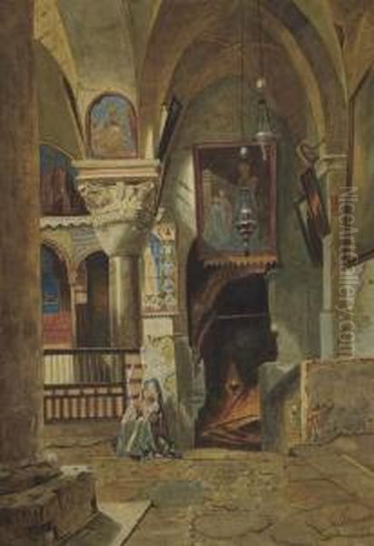 Interieur Du Saint-sepulcre Oil Painting by Carl Friedrich H. Werner