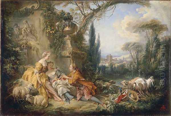 Charms of life champêtre Oil Painting by Francois Boucher