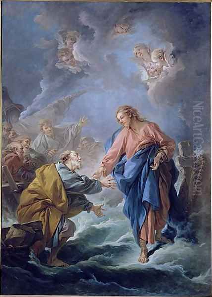 Saint Pierre tentant de marcher sur les eaux Oil Painting by Francois Boucher