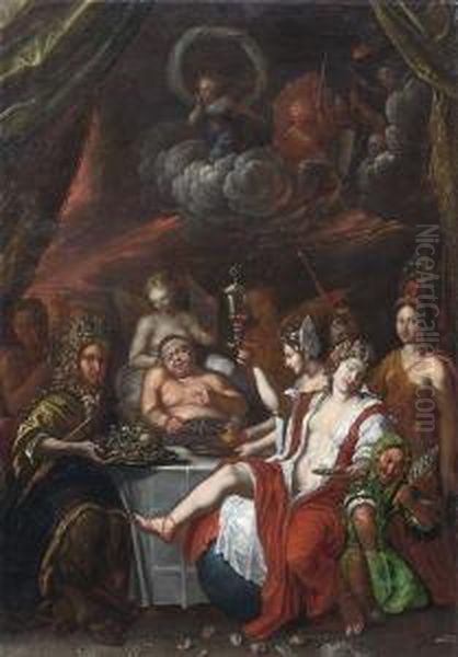 Allegorisches Bacchanal Oil Painting by Joseph Werner