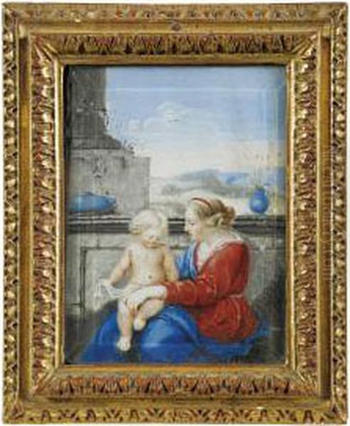 La Vierge A L'enfant Oil Painting by Joseph Ii Werner