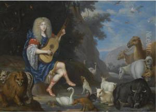 Orpheus Charming The Animals Oil Painting by Joseph Ii Werner