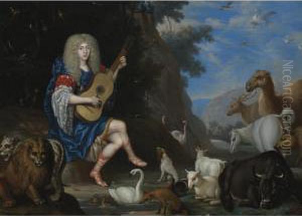 Orpheus Charming The Animals Oil Painting by Joseph Ii Werner