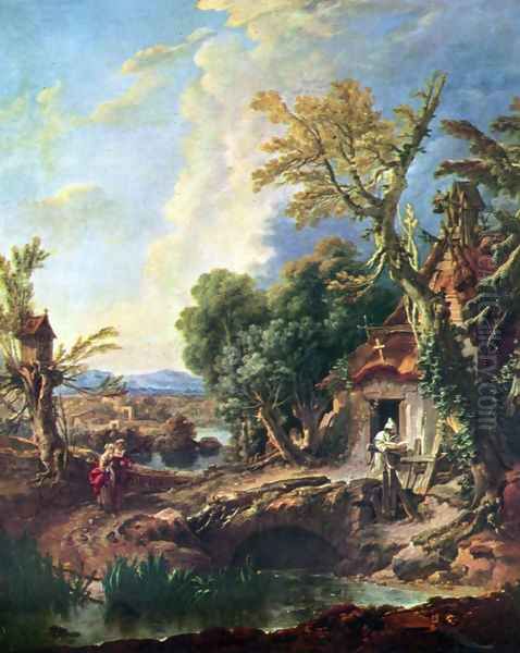 Landscape with his brother Lucas Oil Painting by Francois Boucher