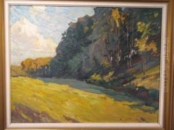 Sommerliche Wiesenlandschaft Mit Angrenzendem Wald Oil Painting by Max Werner