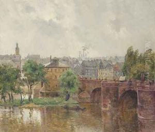 Blick Entlang Der Alten Brucke Zum Deutsch-ordens-haus Oil Painting by Reinhold Werner