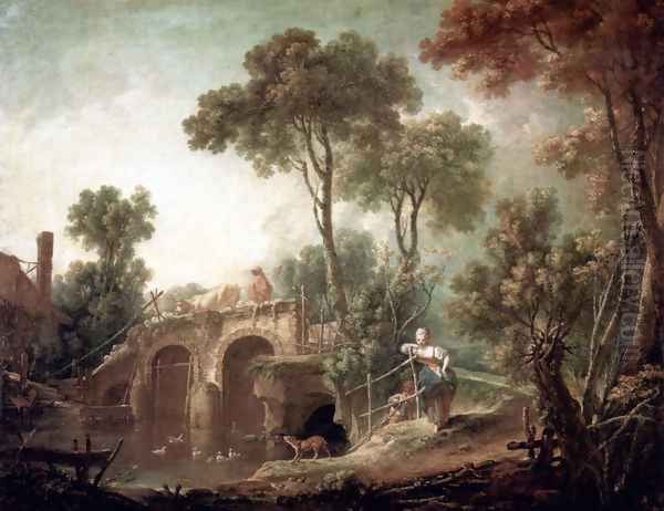 The bridge Oil Painting by Francois Boucher