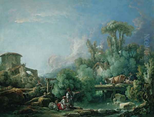 The fisherman Galant Oil Painting by Francois Boucher