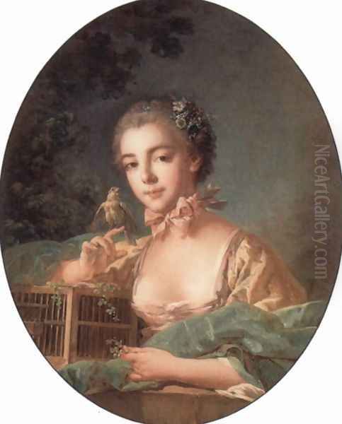 Portrait of the daughter of the artist, Oval Oil Painting by Francois Boucher