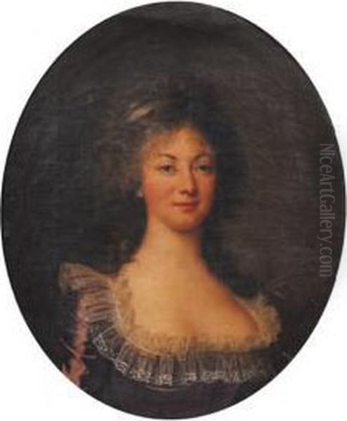 Portrait De Madame Diana Sur Sa Toile D'origine Oil Painting by Adolf Ulrik Wertmuller