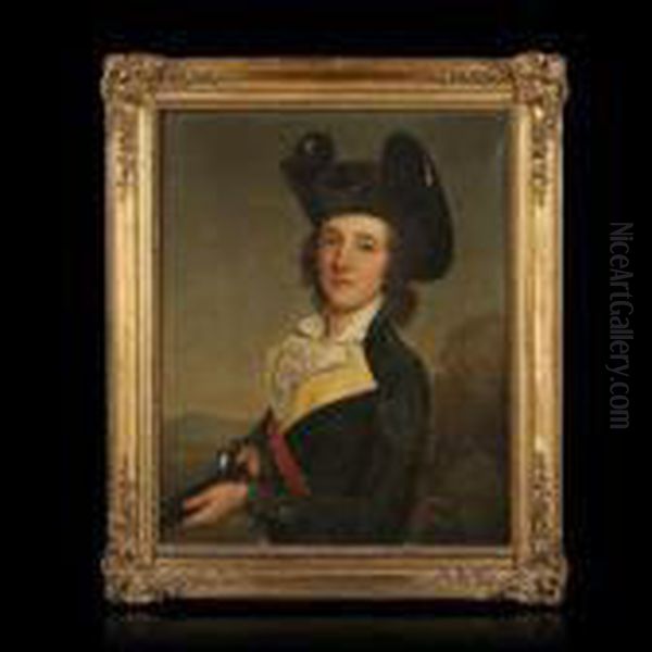 < Portrait De Jean-charles Wittfooth En Habit De Chasse >. Oil Painting by Adolf Ulrik Wertmuller