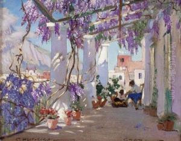 Maison De Pecheurs A Capri Oil Painting by Konstantin A. Weschtschiloff