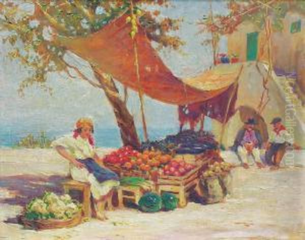 Une Boutique A Capri Oil Painting by Konstantin A. Weschtschiloff