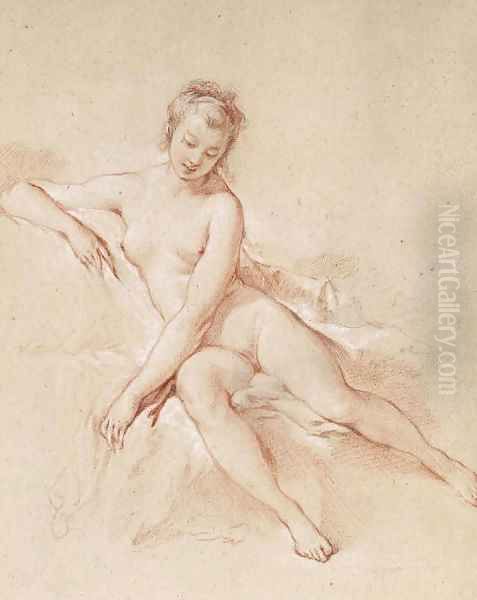 A seated female nude Oil Painting by Francois Boucher