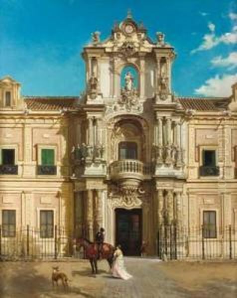 Palais San Telmo A Seville Oil Painting by Manuel Wessel De Guimbarda