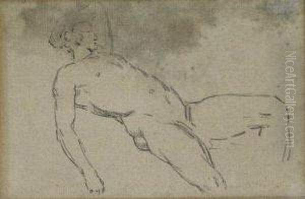 Male Nude (barberini Faun Study) Oil Painting by Benjamin West