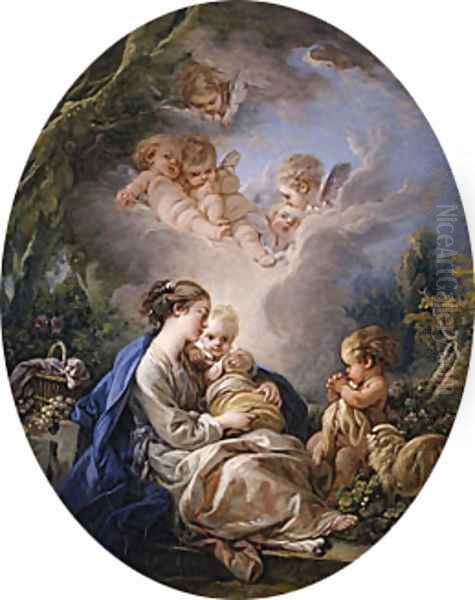 Virgin and Child with the Young Saint John the Baptist and Angels 1765 Oil Painting by Francois Boucher