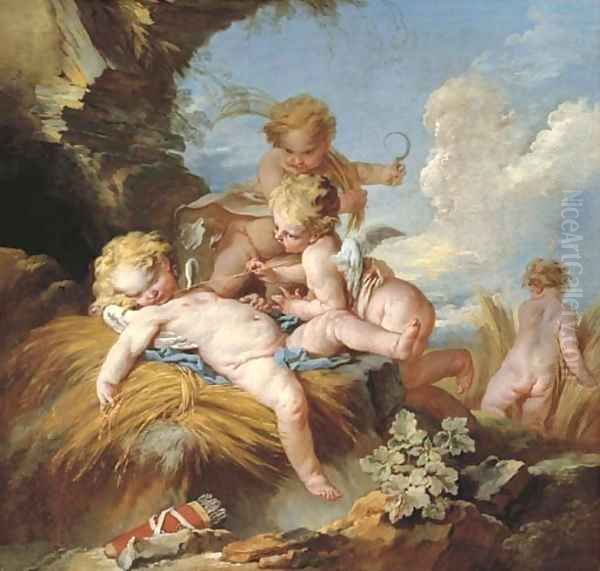 L'Amour moissonneur Oil Painting by Francois Boucher