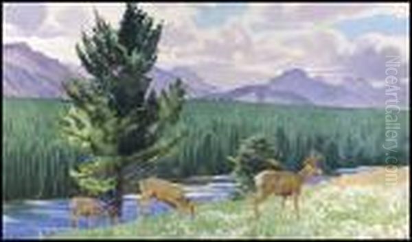 Bow River Oil Painting by Joseph Walter West