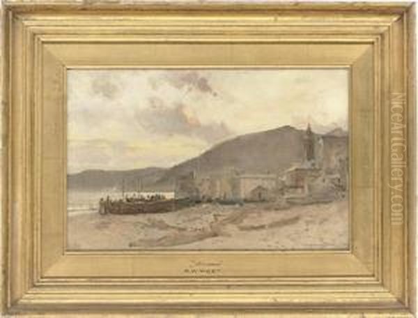 On The Beach, Alassio Oil Painting by Richard Whately West